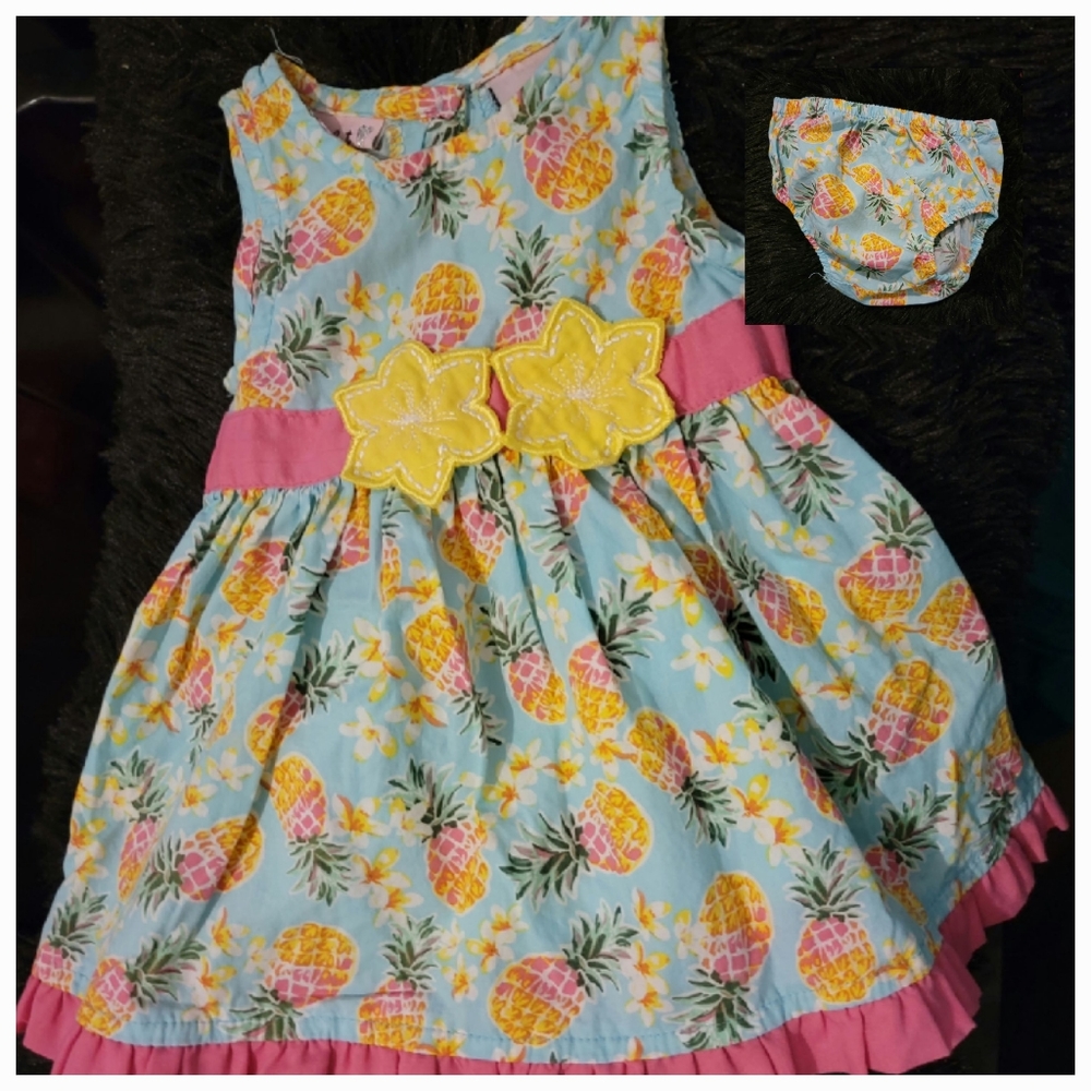 Sweet Pinapple Dress & Bloomers, 3-6 month